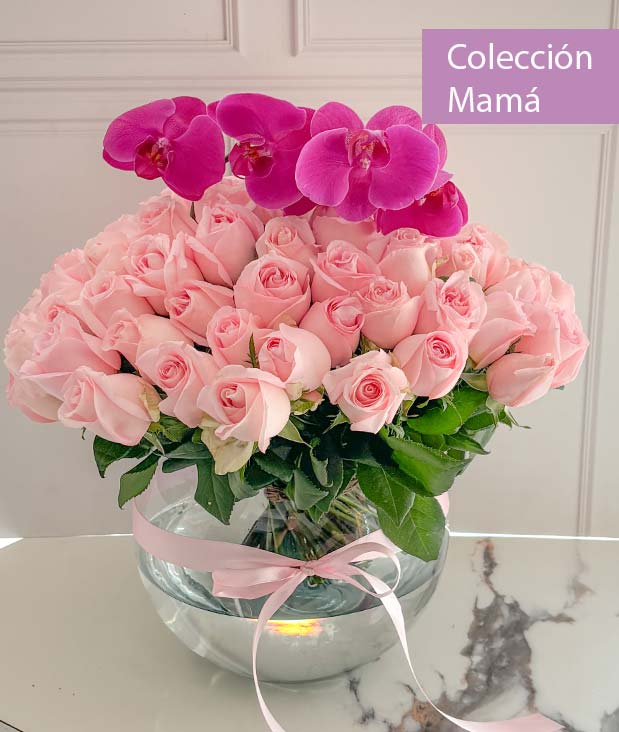 Arreglo de 72  rosas y orquídea Monterrey