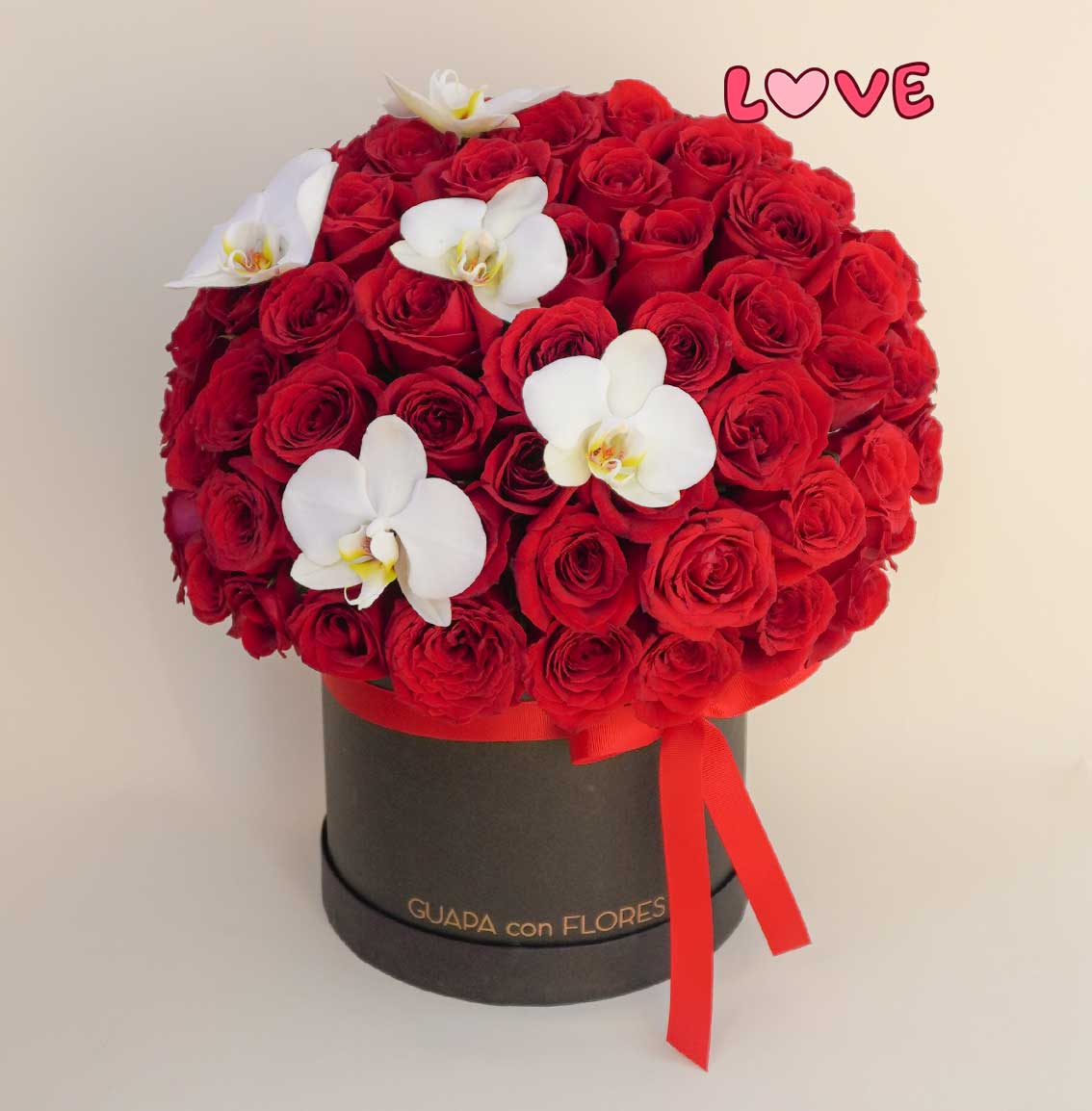 arreglo de 100 rosas rojas con orquideas envia flores