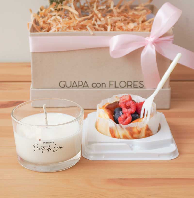 Regalo para mamá - vela y mini pastel vasco
