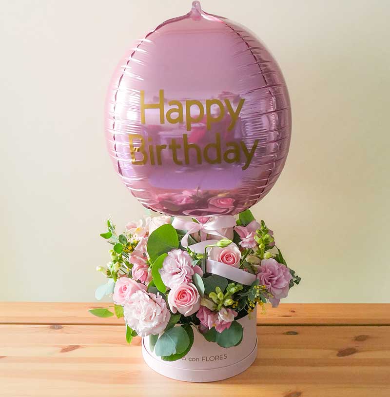arreglo de flores a domicilio con globo 