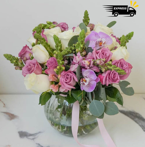 arreglo de lujo con rosas y orquídeas en cdmx