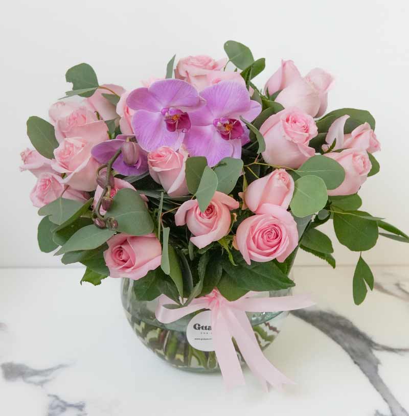 arreglo de rosas con orquideas flores a domicilio