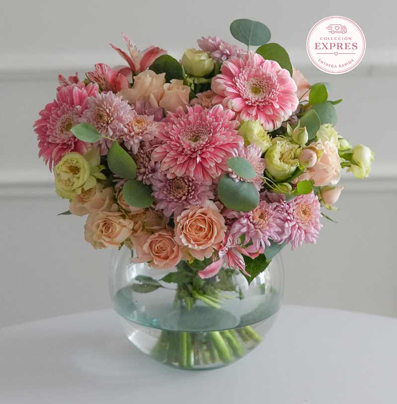 arreglo de flores con gerberas y mini rosa para envío a domicilio cdmx