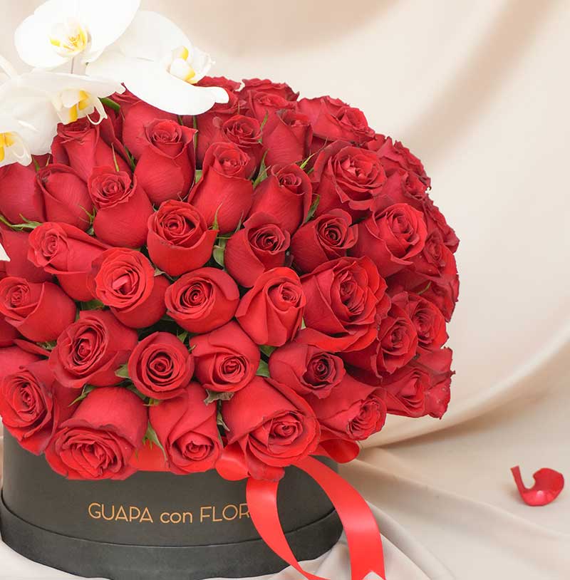 Love You -  100 Rosas Rojas con orquídeas 14 de febrero