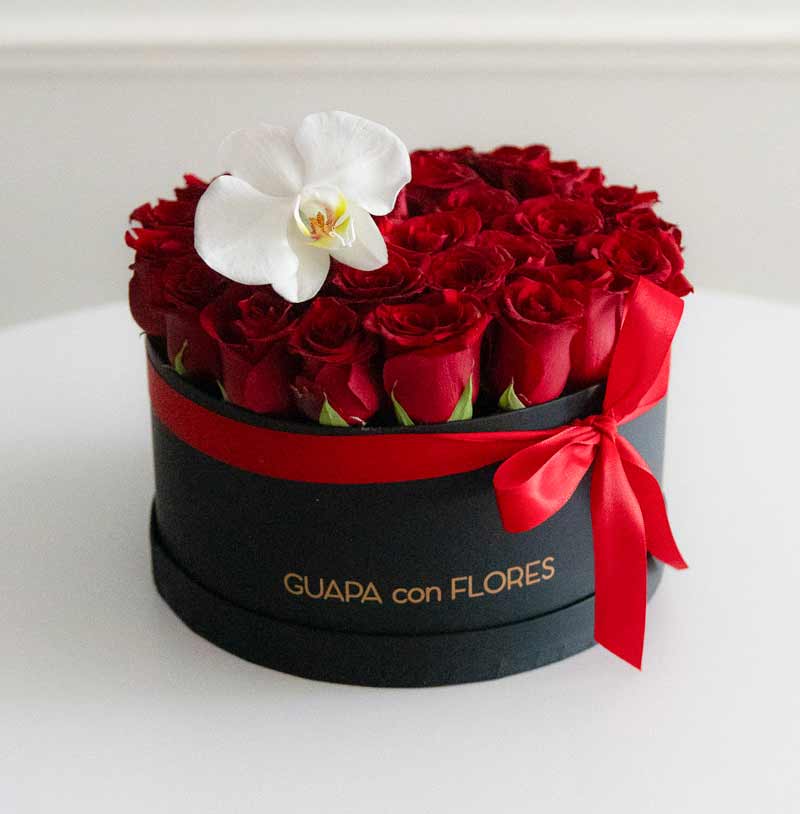 caja de rosas rojas para enviar a domicilio como regalo