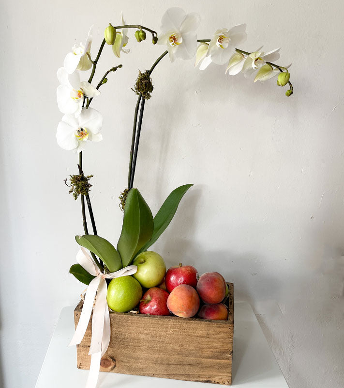 canasta de frutas y orquídeas regalos a domicilio