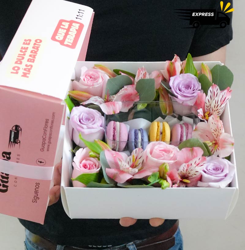 entrega de flores con macarrones regalos a domicilio cdmx