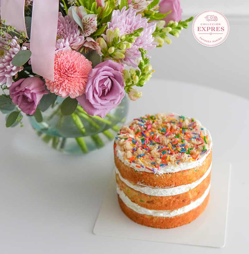 envia flores de cumpleaños con pastel para regalar y enviar