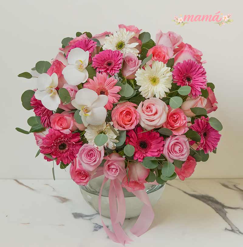 envia flores para mama rosas y gerberas