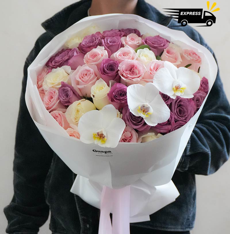enviar ramo de flores a domicilio en cdmx ramo de rosas de colores y orquídeas