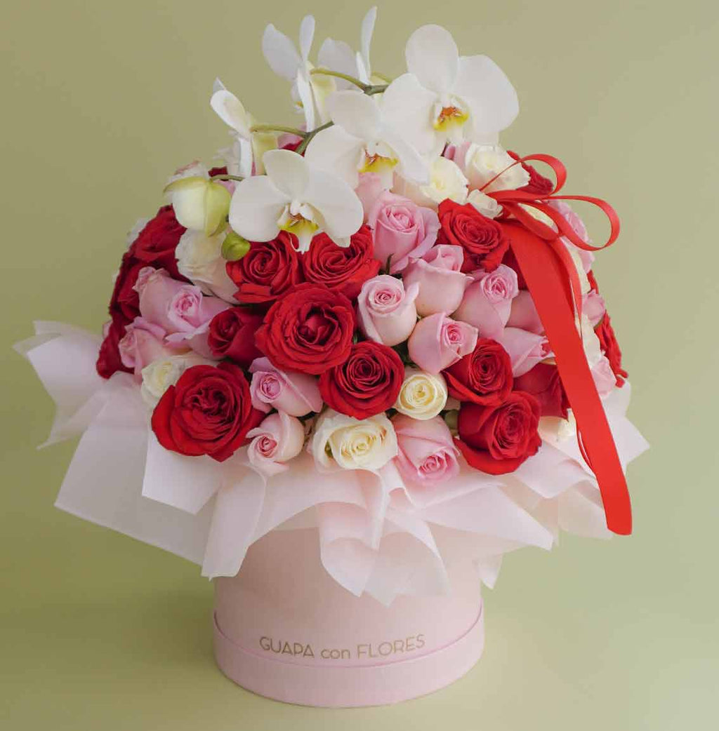 Elegante amor - Arreglo de flores 100 rosas en caja