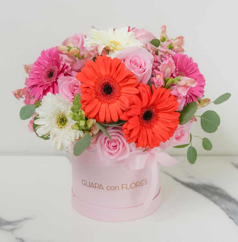 enviar caja de flores a domicilio de rosas y gerberas para regalar