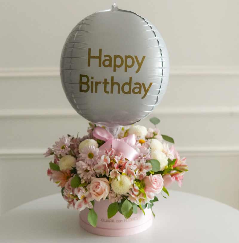 flores a domicilio con globo de cumpleaños para entrega el mismo día