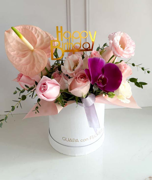 flores en caja para cumpleaños