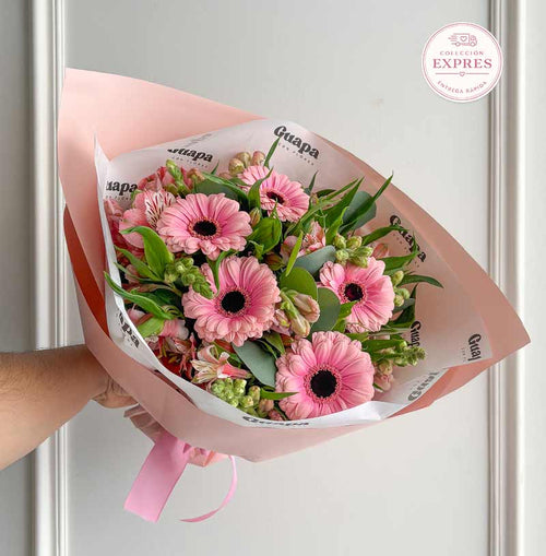 ramo de flores con gerberas y alstromelias  baratos economico para enviar a domicilio
