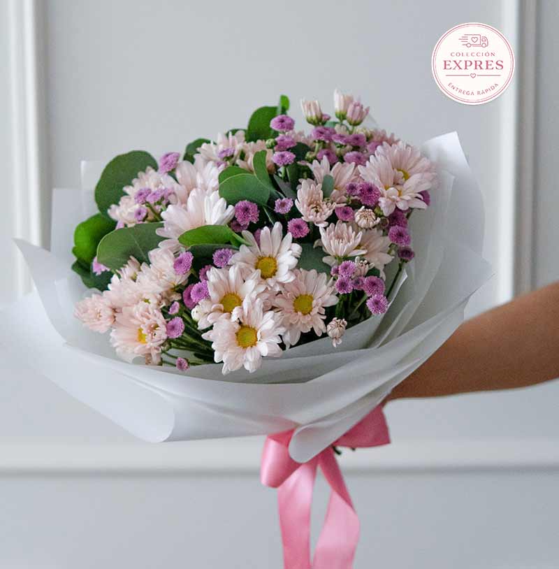 ramo de flores margarita con crisantemos para entrega urgente