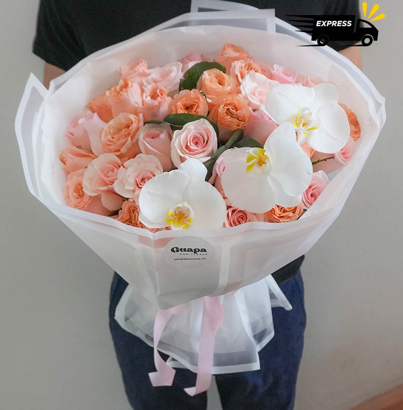 ramo de rosas con orquideas en cdmx para entrega rapida