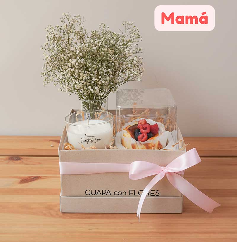 Regalo para mamá - vela y mini pastel vasco