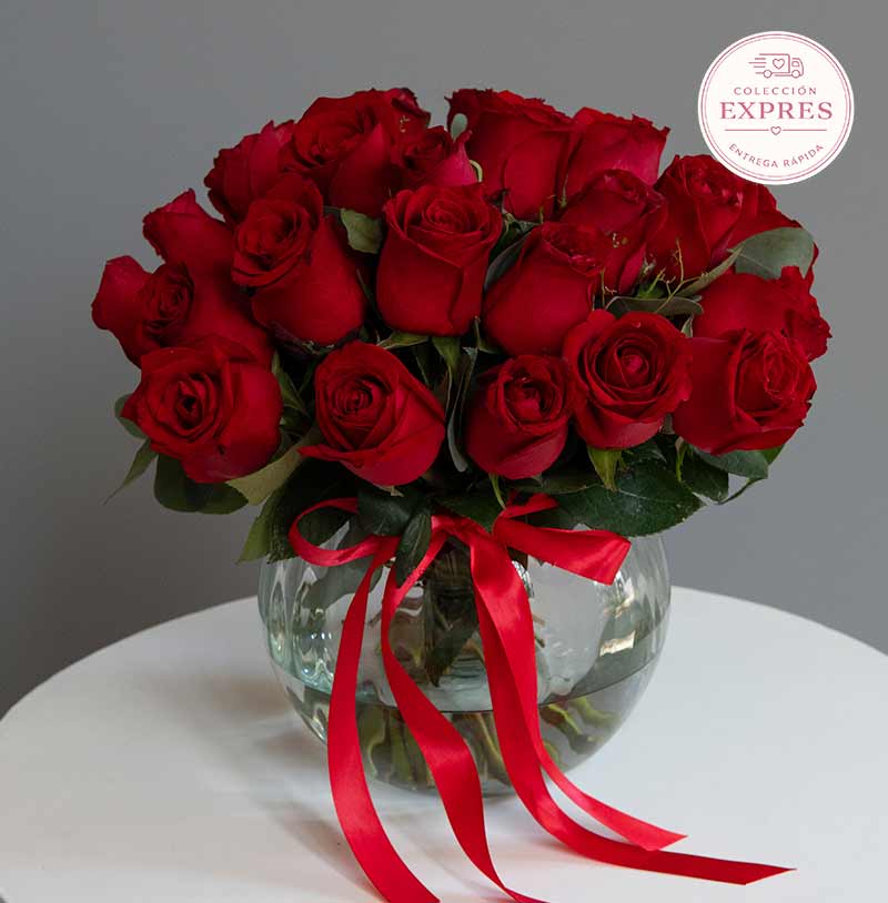 rosas rojas en arreglos exprés
