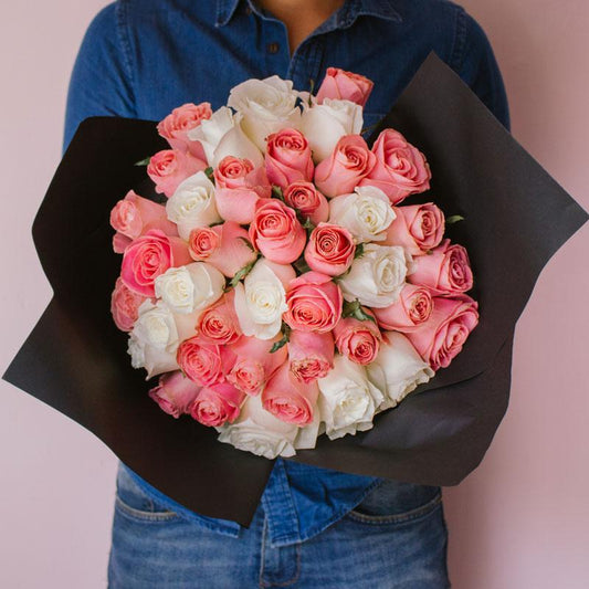 Happiness Bouquet - 50 rosas en 2 tonos-Monterrey